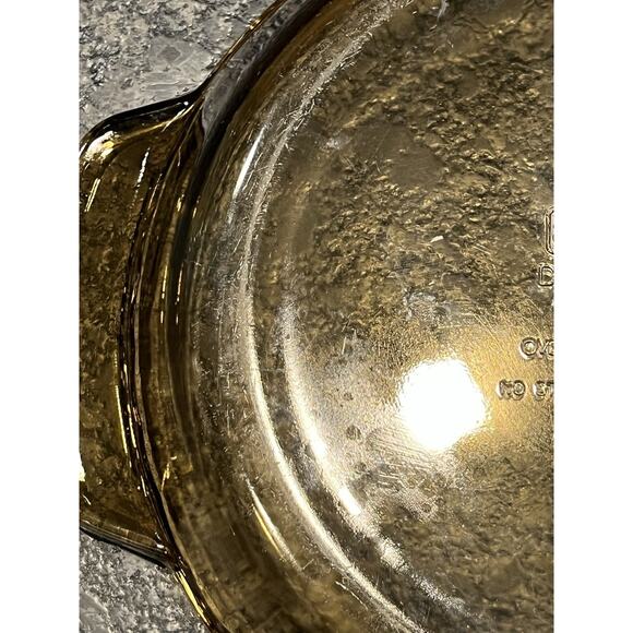 Anchor Hocking Ovenware 9” Amber Brown Glass Deep Pie Plate Scalloped Edge #1075 - Picture 6 of 6